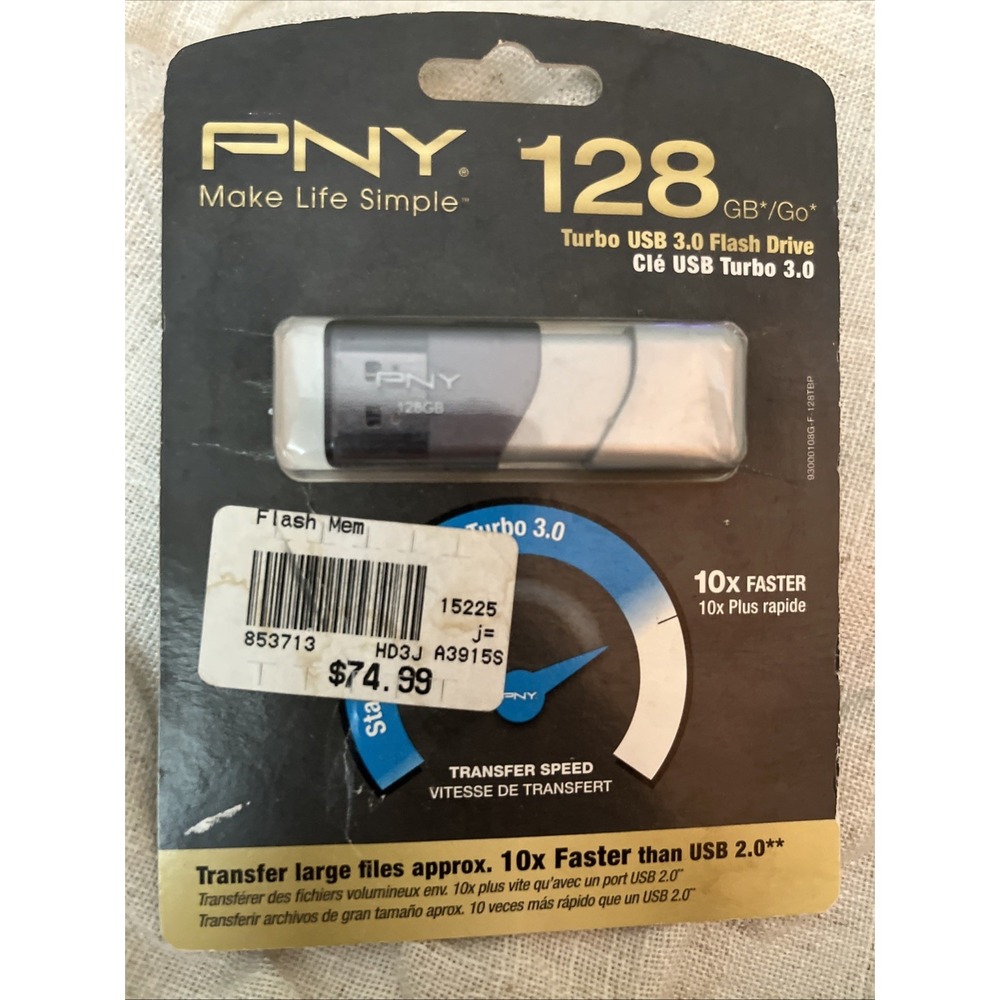 PNY 128GB Turbo USB 3.0 Flash Drive (P-FD128TBOP-GE) NEW SEALED